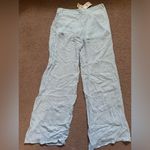 Mango  viscose wide leg sheer light blue trousers with built in shorts Photo 3