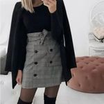 ZARA Black and Gray Plaid Mini Skirt Photo 7