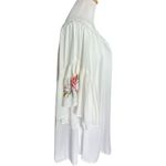 Womens Feathers Floral Embroidered Flutter Sleeve Flowy Off Shoulder Top Sz 2X White Photo 3
