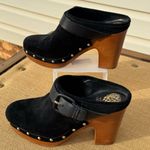 Vince Camuto Ceena Black Suede Clogs with Wooden Heel Size 8 Photo 1