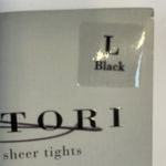 Natori  Fan Sheer Tights Black Size L Patterned Hosiery NWOT Photo 2