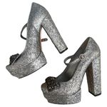 Alice + Olivia  Gizelle Silver Glitter Heels
Size 7.5 or 38.5 Photo 1