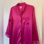 Cabernet Oversized Pink Fushia Satin Sleep Shirt Short Night Gown Dress Size XS Photo 1