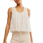Free People  Clean Ivory Marina Eyelet Embroidered Tank Top Blouse Women XL NWT Photo 1