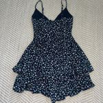 Emerald Sundae Women’s Navy Blue White Ditsy Floral Flounce Tiered Mini Romper Wrap Dress Sz Xs Photo 1