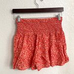 Aerie Women’s Shorts Orange Peach Smocked Waist Ditzy Floral Casual Size Small Photo 3