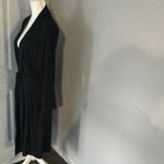 Black Long Sleeve Plunge Pleated Chemise Size M Photo 1