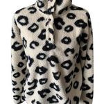 Loft NWT Henley Sweater Multicolor Size M Cheetah Sherpa Long Sleeve 1/4 Snap Photo 2