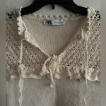 ZARA  Cream Lace Trim Combination Knit Top S Photo 11