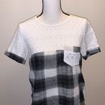 Studio West  Apparel white black checkered lace pocket blouse Photo 1
