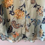 ZARA  Mint Green Paisley Floral Long Sleeve Button Down Shirt Boho Flowy Large Photo 4