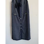 Entro  Navy Tweed Majesty Sleeveless Midi Dress Button Down Women's Size Small Photo 7