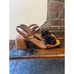 ZARA Pom Pom Suede Block Heel Sling Back Shoes 6 Photo 5