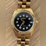 Geneve Presidential Diamond Vintage Ladies Watch Black Dial Gold Bracelet Case Photo 2