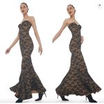 Norma Kamali  Corset Lace Mermaid Gown Long Black Peony Nude Womens Size S 36 Photo 1