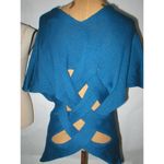 New NWT Womens M Designer Italy Mariagrazia Panizzi Large Weave Sweater Blue Top Size M Photo 1