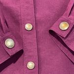 Burberry Brit Military Style Blouse Women's Size Large Purple Snap Front Collar Photo 10