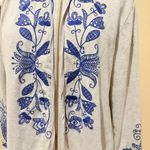 Johnny Was  Embroidered Hoodie Full Zip Stretch Jersey Sweatshirt Jacket Medium Photo 1