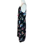 La Scala Black maxi Dress with Floral Accents flowy spring sheer multicolor Size L Photo 3