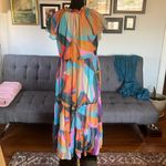 Lavender Brown Anthropologie brand Lavender Multicolor Abstract Maxi Dress. Size XS Photo 3
