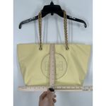 Tory Burch Lemon Sugar Ella Chain Tote Nylon Magnetic Snap Closure Yellow Bag Photo 2
