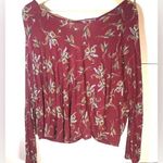 Free People Elsa Open Back Floral Burgundy Boho Blouse Size Medium Photo 0