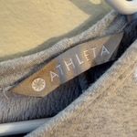 Athleta  Gray Plush Tech‎ Sweatshirt Dress Size Small Back Zip 3/4 Sleeve Pockets Photo 4