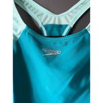 Speedo Women's One-Piece Swimsuit in Teal with Pink and Light Blue Accents Photo 1