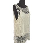 Ralph Lauren Lauren Ralph LRL Crochet Cami Tank Top Fringe Beachy Boho Ivory Women's Size XL Photo 2