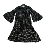 Figue Caroline Metallic Wrap Dress Black Gold Kimono Wide Sleeves Size Small Photo 1