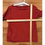 J.Crew Women's Shirt Red Striped Wide Neck Top Chambray Cuff Boat Neck Sz M Photo 8