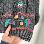 Vintage Bobble Hand Knit Cropped Cardigan Sweater Cottagecore Grannycore Size M Gray Size M Photo 4