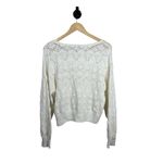 Z Supply  Women’s Kasia Crochet Open Knit Sweater in Ivory Size L Photo 11