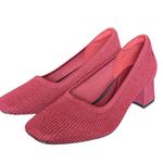 Vivaia Melody Square Toe Chunky Heels Sparkly Burgundy Slip On Pump Shoes Ballet Red Size 5.5 Photo 4