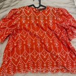 ZARA Orange Embroidered  Women's Top Photo 0