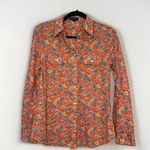 LRL Ralph Lauren Vtg Floral button down top shirt Cotton M Spring Summer Orange Size M Photo 0