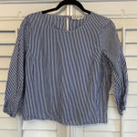 Pink Rose Blue and White Stripe 3/4 Sleeve Top Size Medium Photo 0