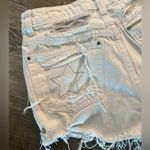 None Women Zipper Side Denim Ripped distressed white Shorts with star design pocket Photo 4