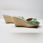 Valentino Garavani Valentino Pastel Mint Green Patent Leather Bow Espadrille Wedge Heel Sandal Shoe Photo 2