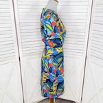 J. Crew Tropical Print Faux Wrap V Neck A Line Dress Blue Multi Size 8 Photo 2