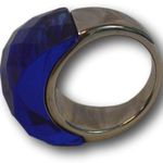 Bold Faceted Nirvana Blue Crystal Statement Ring Wide Band Cocktail Ring Size: 8 Photo 0
