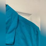 kim rogers NWT  Size M Turquoise Blue Linen Blend Short Sleeve Button Down Shirt Photo 7