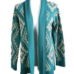 Flying Tomato Cardigan Sweater Teal and Beige Aztec Pattern M/L Photo 0