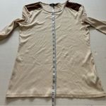 Ralph Lauren Lauren  long sleeve ribbed shirt petite large zipper shoulder beige Photo 6