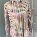 Joules Women’s Pastel Colorful Striped Button Down Shirt Size 6 Pink Photo 0