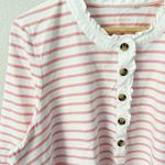 BODEN | Boden Pink White Ruffle Frill Neck Breton 100% Cotton Top Button | XL Photo 2