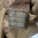 Vintage Coat Womens Genuine Leather Brown Long Double Breasted Trench 80’s Photo 3