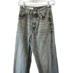 ZARA Washed Out Black - Gray Jeans Straight Leg Loose Fit Raw Hem High Rise Sz 0 Photo 1