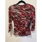 Tahari  Top Womens XS Red 3/4 Sleeve Stretch Workwear Quiet Luxury Travel V Neck Photo 1