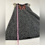 THML  Embroidered Shift Gold Flutter Sleeve With Black Velvet Collar Knit Dress Photo 4